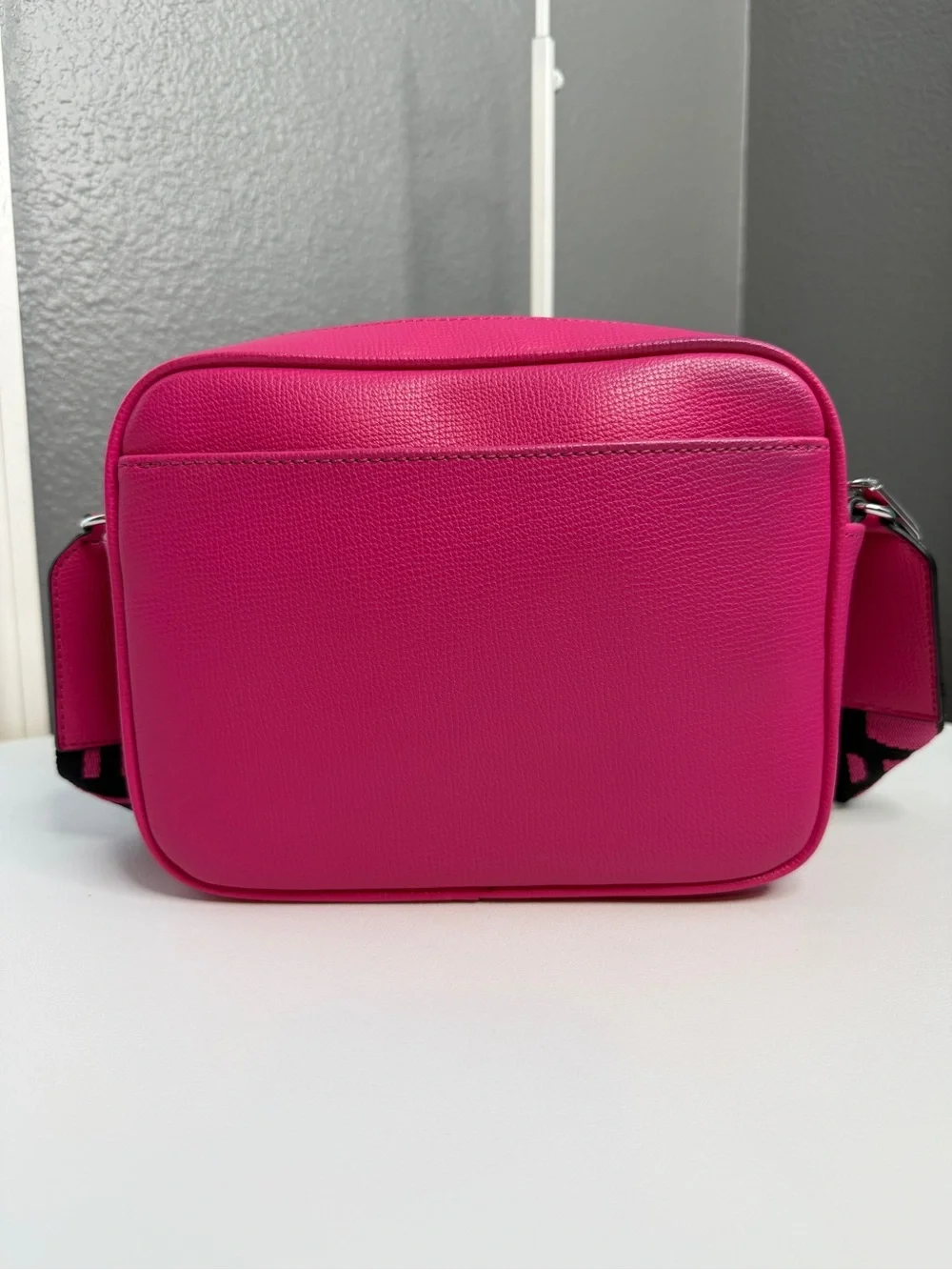 Karl Lagerfeld Hot Pink Crossbody Bag with Black Logo Strap